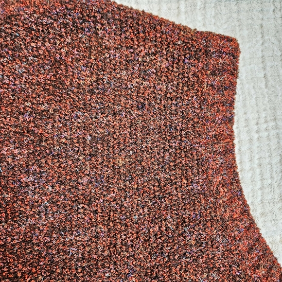 Vintage 70s Checkerboard Boucle Knit Vest Green, Blue, Orange Small - Picture 10 of 11